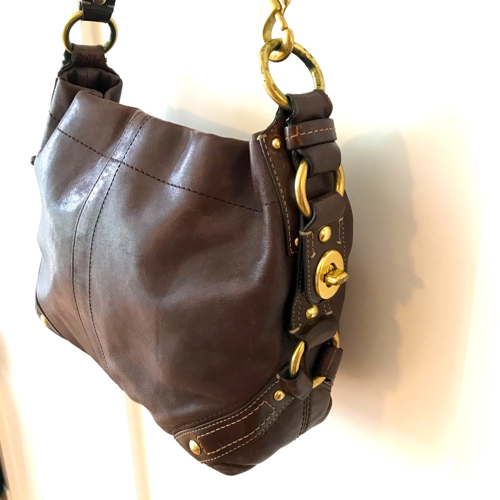 Vintage Coach Purse Handbag Brown Leather Shoulder